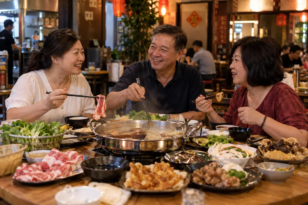 马来西亚华人朋友一起享用火锅聚餐