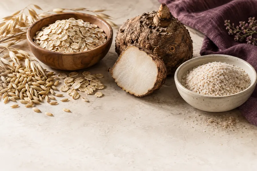 Oat, konjac and psyllium husk as three dietary fibre sources