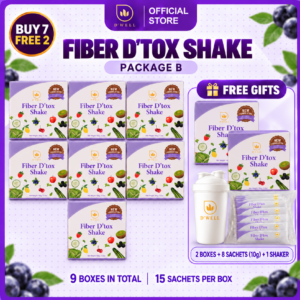 【BUY 7 FREE 2 BOXES +1 Shaker + 1 Pouch (8 × 10g)】D'WELL OFFICIAL Fibre D'tox Shake 巴西莓排毒纤维素 (Copy)